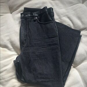 Abercrombie Curve Love Ankle Straight Ultra High Rise Faux Leather Jeans